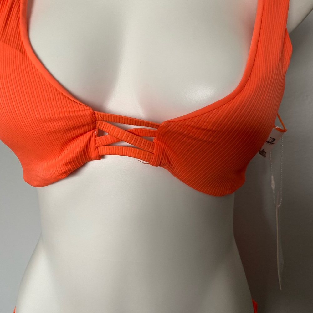 TiniBikini Orange Ribbed Two-Piece Swim Set - Picture 2 of 7